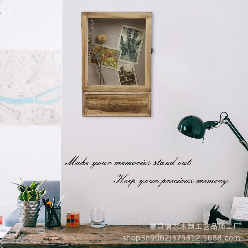 Wooden Dried Flower Photo Frame Shadow Box Frame Country Style Memory Deep Shadow Box with Glass Drawer Medal Commemorative Box
