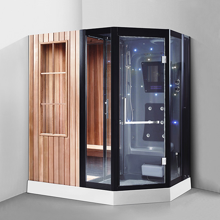 Diamante-tipo ducha de vapor seco y húmedo combinación de piedra de riego de calefacción sala de vapor seco sala de sauna de madera maciza