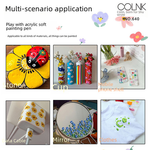 COLNK Acrylic Gradient Soft Tip Gentle Drawing Pen Set, 16 Colors for Student Journal Drawing and Doodle