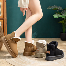 雪地靴女冬季新款一体短筒学生加绒加厚防滑棉鞋韩版潮流时尚靴子