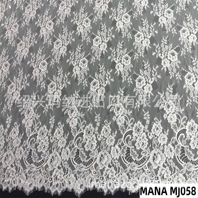 玛纳黑白现货气质优雅锦纶睫毛蕾丝面料时尚女装连衣裙服装辅料