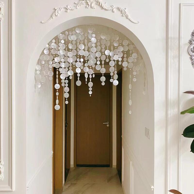 Shell Door Curtain Bead Curtain Entrance Living Room Creative Partition Decorative Curtain Punch-Free Pendant Pearl Curtain Pendant DIY
