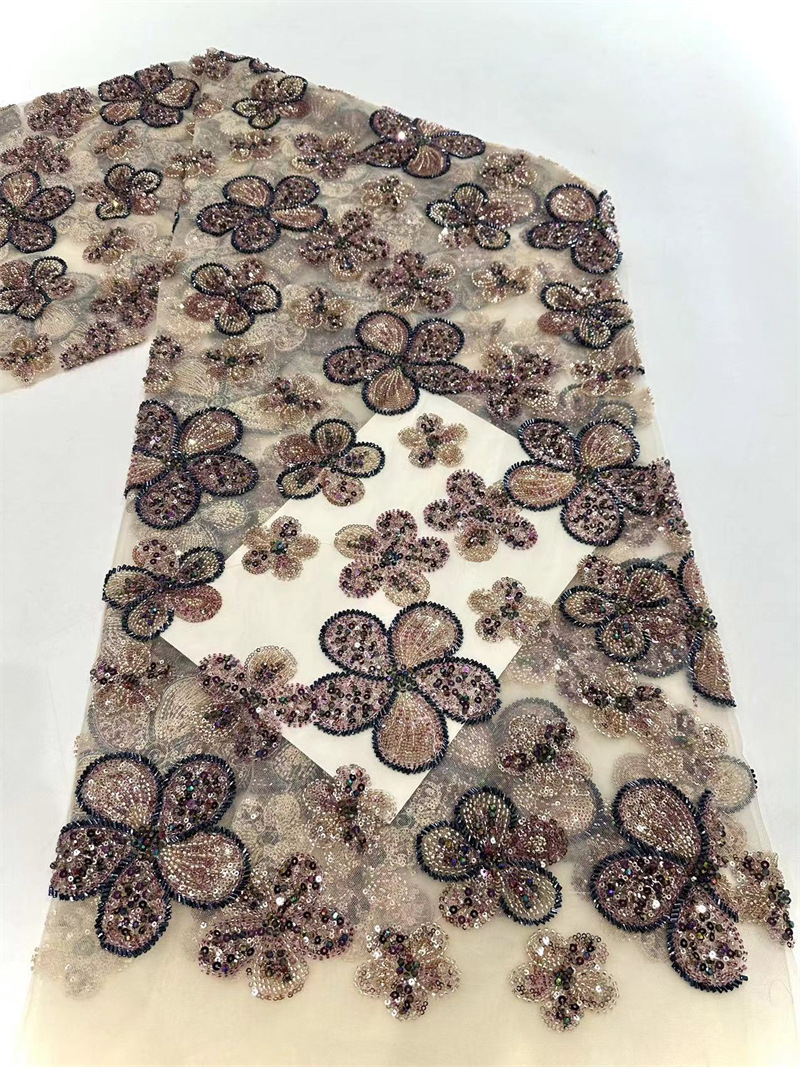 Tejido de encaje de flores de alta calidad industria pesada vestido de boda de lujo vestido de moda de banda Amazon transfronterizo