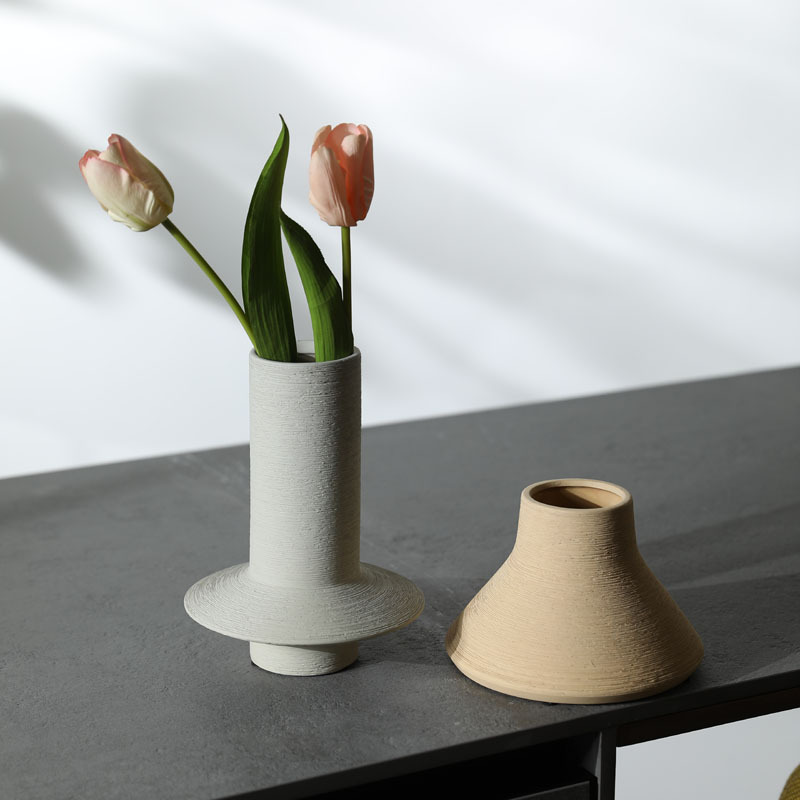 Flor de cerámica silenciada, ornamentos de flor de cerámica dibujada, ornamentos de flor seca de la sala de estar moderna, ornamentos suaves al por mayor