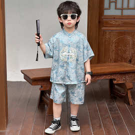 男童短袖套装儿童2026新款中国风唐装宝宝日常可穿古装汉服演出服