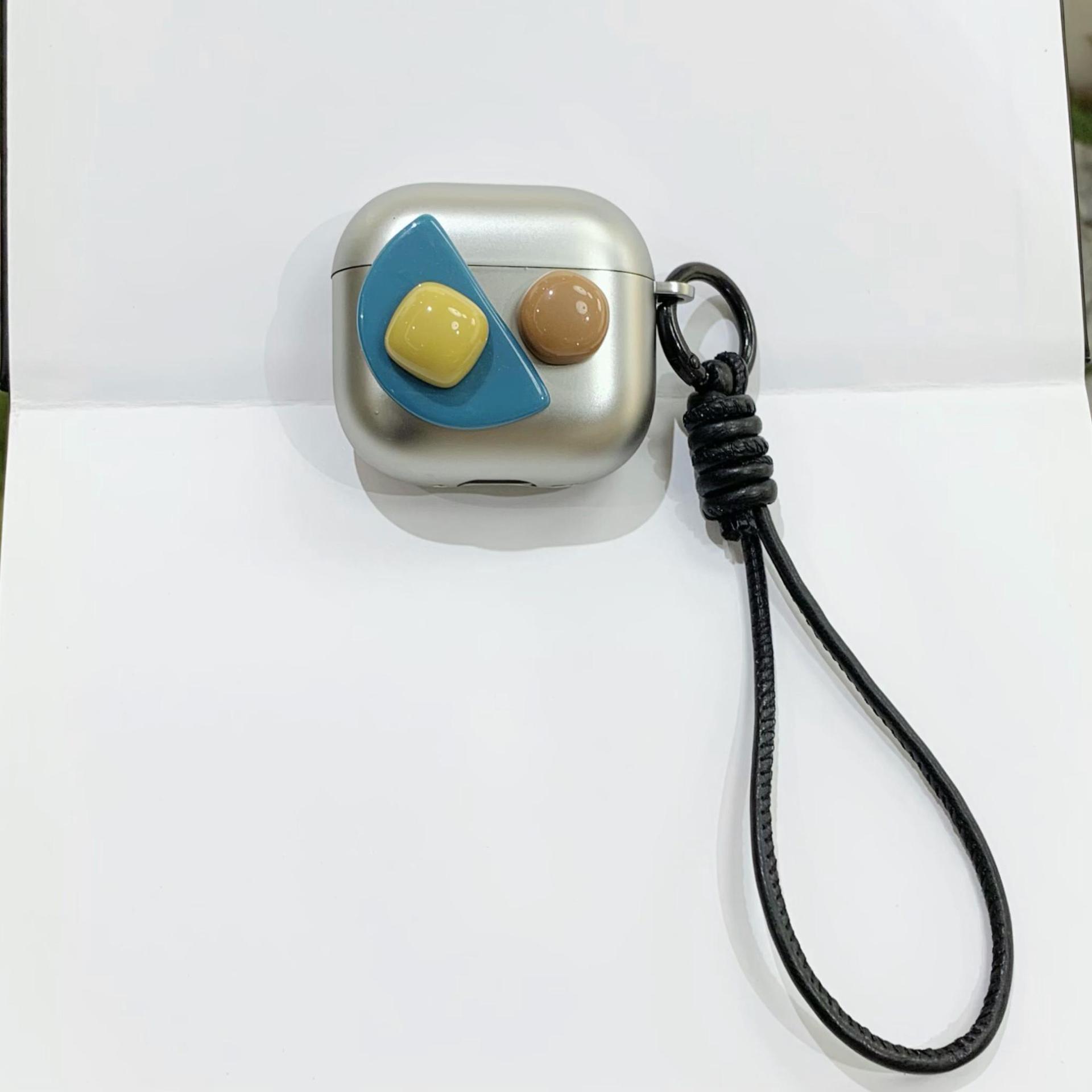 Gema tridimensional a juego de color plateado galvanizado simple para auriculares inalámbricos AirpodsPro2 1/2 cordón nuevo 3/4