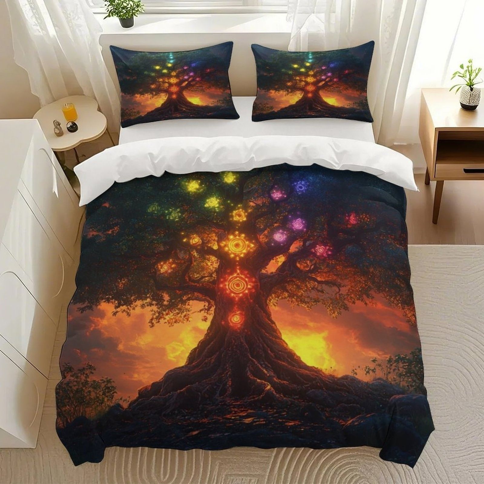Transfronterizo luminoso árbol de vida molienda impresión digital kit de edredón textil para dibujar se puede ajustar TUME / JIT
