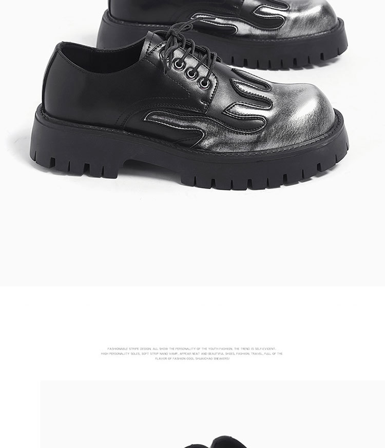 Unique Flame Design Thick Sole Trendy 2024 New Worn out Colored Casual Big Head Leather Shoes 9520-X_voghion.com
