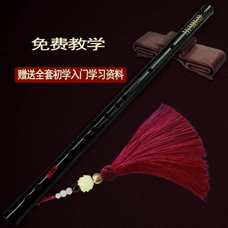 Flute for Beginners, Exquisite Black Flute, Ancient Style Bamboo Flute, Self-Study Musical Instrument for Adults, D Transverse Flute, F Tune G, Kidsren's C Female