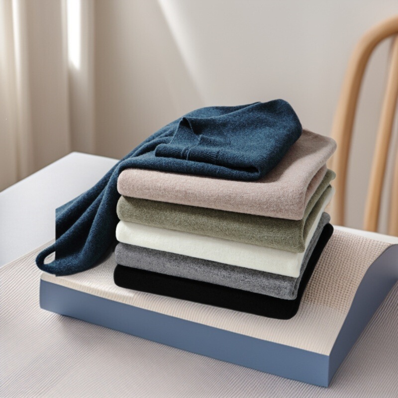Men's Wool Sweater 100% Pure Wool 2024 Autumn/Winter Men's Mid-Collar Wool Inner Layer Medium-Thick Merino Sweater