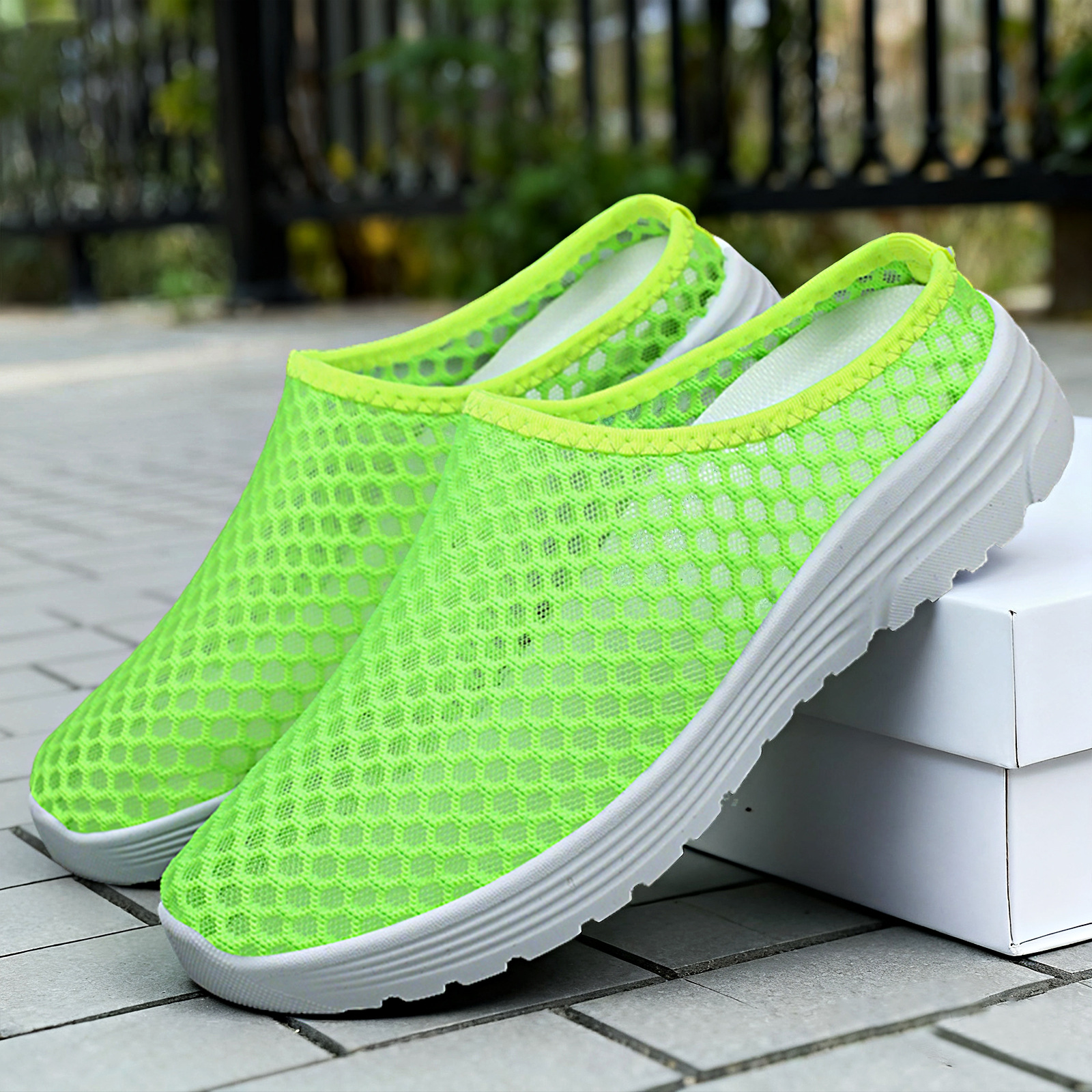 鞋子女拖鞋跨境大码透气网面鞋软底不累脚休闲鞋一脚蹬懒人鞋代发