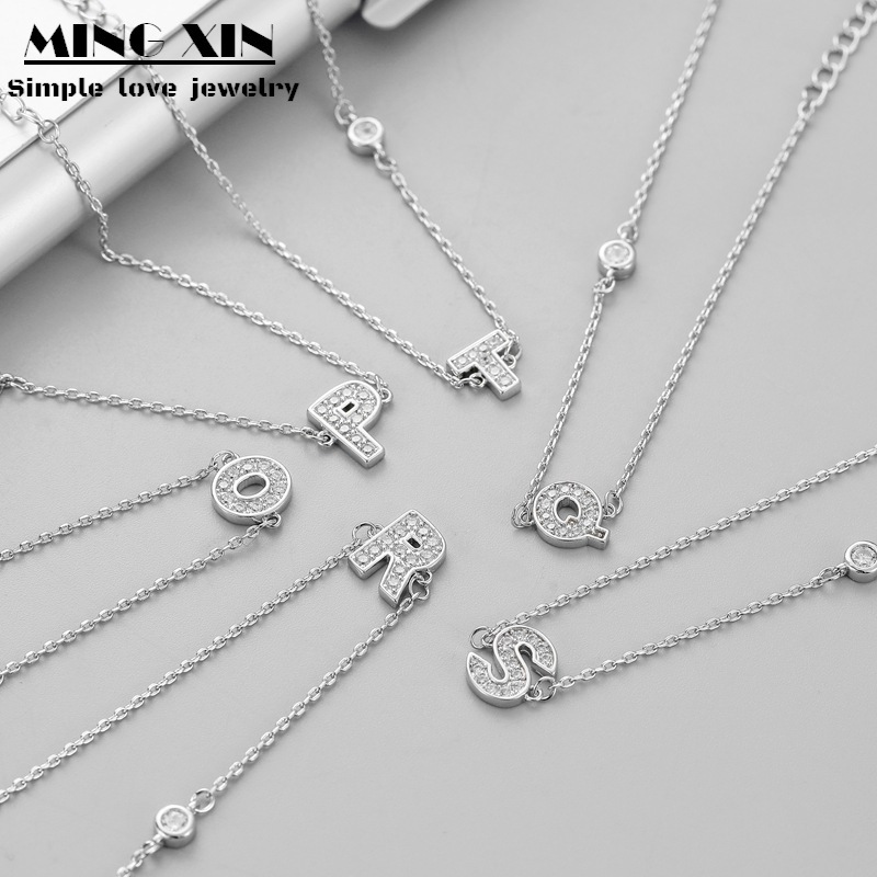 Japan and South Korea s925 Simple Micro-inlaid Zircon 26 English Letter Bracelet Temperament Joker Cross-border Explosions Jewelry