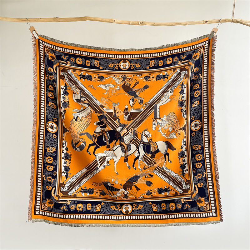 Neuer doppelseitiger Kaschmir-Schal mit Pferden, großer quadratischer Schal, vielseitiger, hochwertiger, warmer Geschenkschal für Ältere_voghion.com