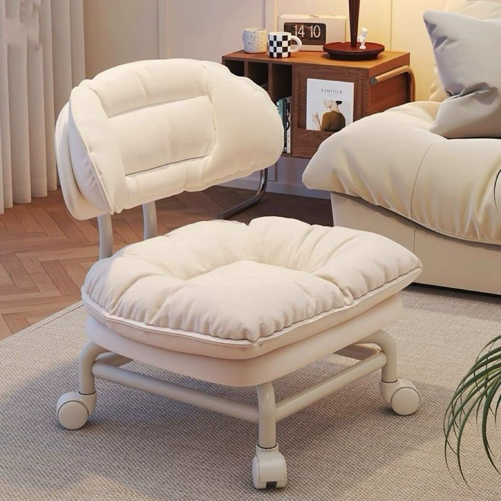 Маленький поворотный табурет для домашнего использования в гостиной, мобильный диван-табурет для детей, креативный низкий табурет на колесиках, скамейка для переобувания со спинкой.