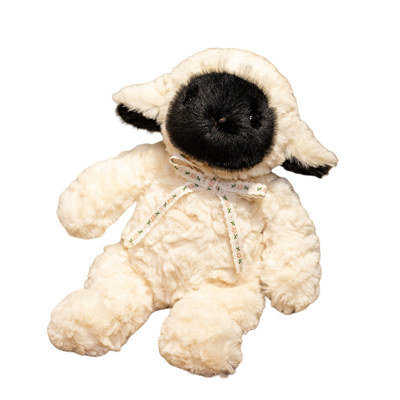 Muñeca de peluche de cordero negro transfronterizo muñeca de tela muñeca de oveja suave almohada calmante zodiacal oveja mujer