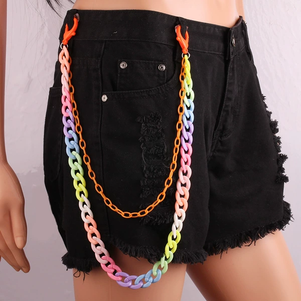 Resin double layer trouser chain orange