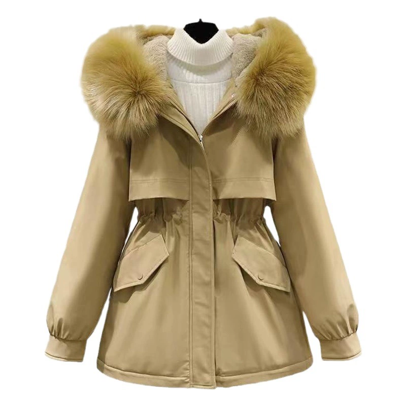 Женская одежда Parker для внешней торговли, новая зимняя Свободная куртка средней длины с флисовой подкладкой в Корейском стиле, утепленное пальто с хлопковой подкладкой, пальто с хлопковой подкладкой в западном стиле, рабочее пальто