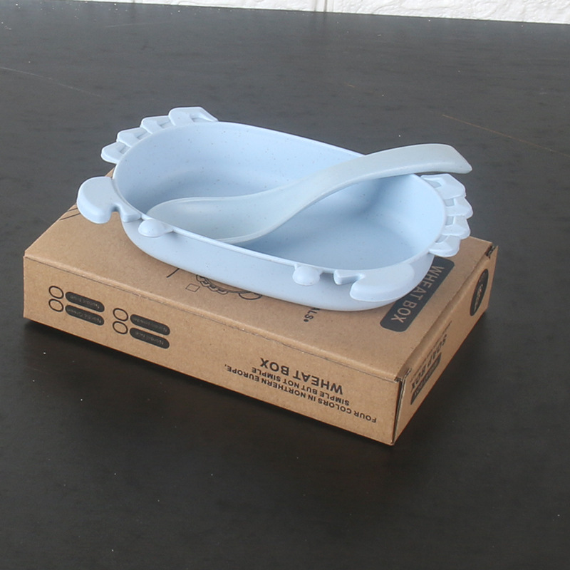Plato Infantil con Cuchara de Paja de Trigo Resistente a Caídas para Niños y Estudiantes