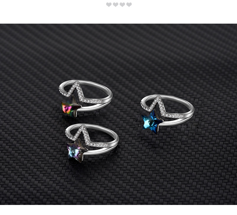 Simple Style Pentagram Sterling Silver Plating Artificial Crystal Rings