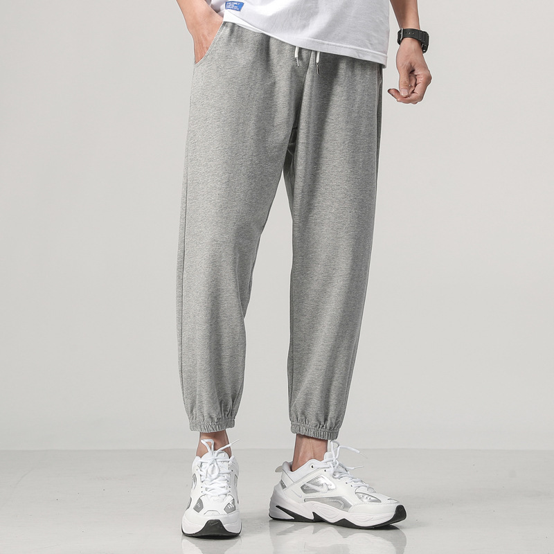 Eight-point Casual Pants Men's Spring and Autumn Youth Thin Loose Sweat Pants Korean-style Trendy Solid Color Leg Sports Pants