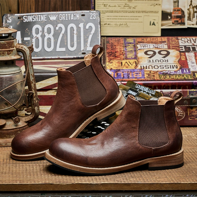 D95 осенние и зимние челси короткие сапоги мужской английский стиль дикие повседневные высокие сапоги Martin сапоги из натуральной кожи ретро ручной работы