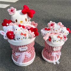 ハローキティの人形の花束の少女の心のかわいいぬいぐるみの花のプレゼントの誕生日の卒業は親友の彼女に送ります。
