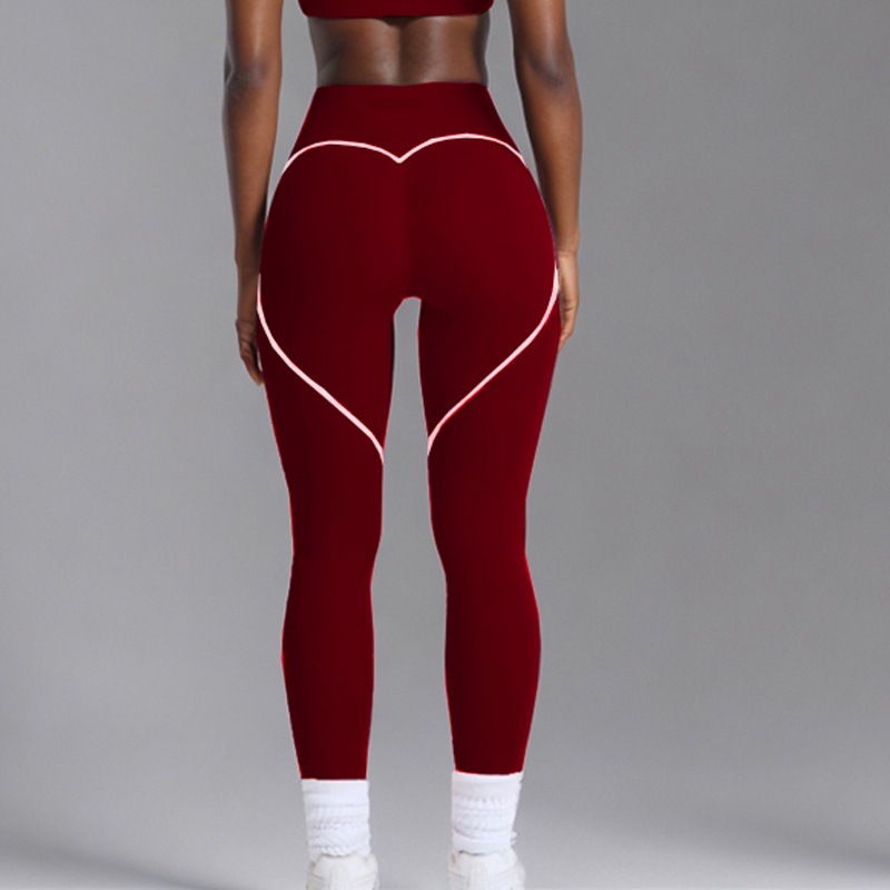 Procesamiento personalizado OEM comercio exterior europeo y americano transfronterizo belleza espalda deporte contraste color sujetador melocotón cadera alta cadera elástica pantalones de yoga