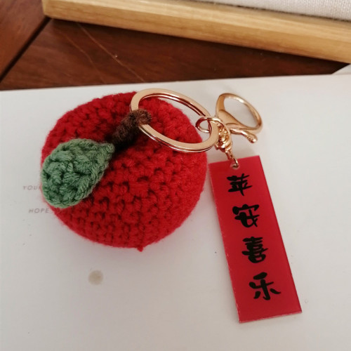Hooked wool apple pendant keychain decorative item origin supplier  new car accessory bag hook