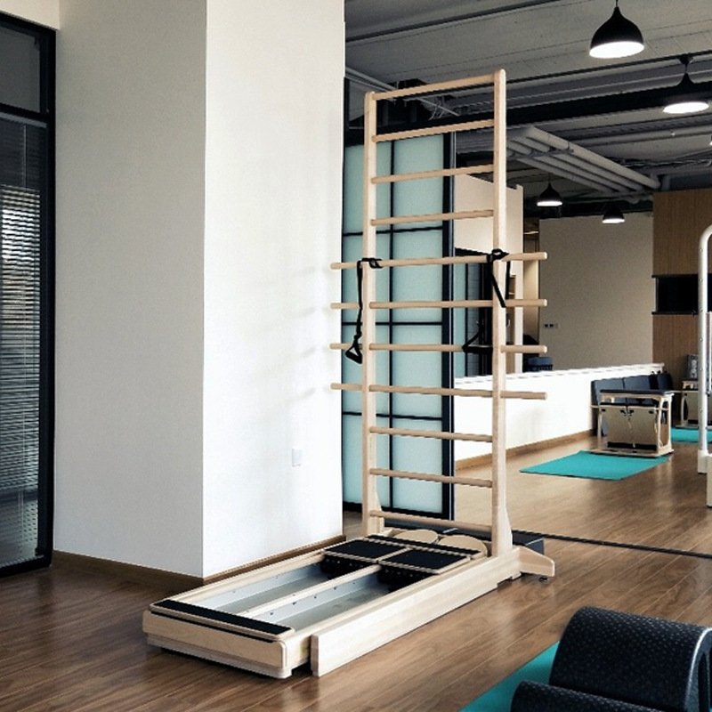 Maisheng Pilates escalera de deslizamiento de dos vías cama riel cama gravedad entrenador equipo grande estirando cama de yoga