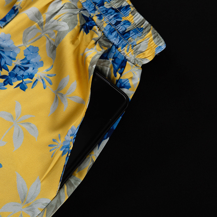 Conjunto de dos piezas de pantalones anchos de cintura alta con cordones y manga larga estampados de satén para otoño e invierno