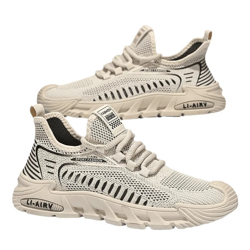 Zapatos de hombre 2025 nuevo estilo verano transpirable de malla fina zapatos de red de aumento casual zapatos deportivos de moda voladores de todo fósforo para hombre