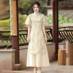Slimming Aodai-style New Chinese Traditional Improved Cheongsam 2025 New Young Women's Retro Short-sleeve Dress Summer