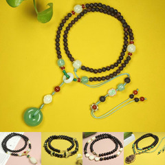 海南降真香手串奇楠沉香木手鍊黑油佛珠女士項鍊文藝復古毛衣鏈