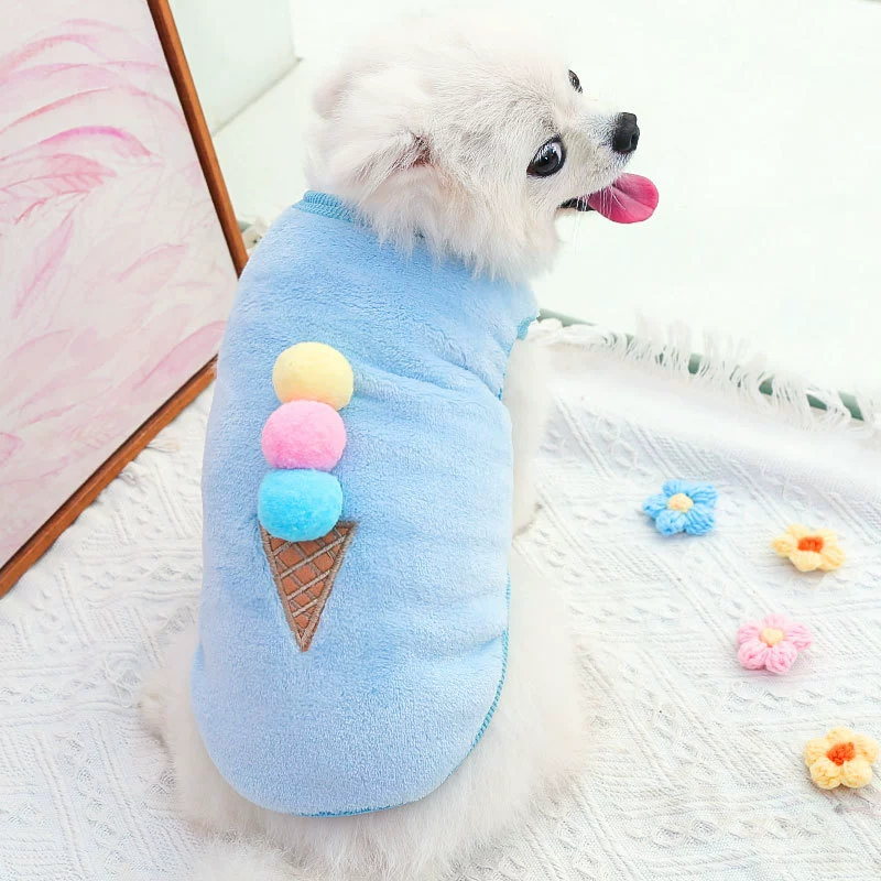 Flannel Cartoon Pet Sweater, Warm Plush Hairpin Design, Multi-Size (XXS–XL)