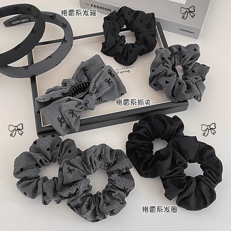 Red en línea serie gris adornamiento de cabello de alto grado anillo de cabello de intestino grueso 2025 nuevo cinturón de cabello de cráneo alto borde frangeo clips para mujeres