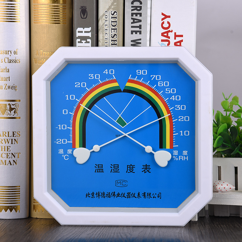 WS2080C大八角温湿度计大棚工业药房指针式壁挂干湿温度计20CM