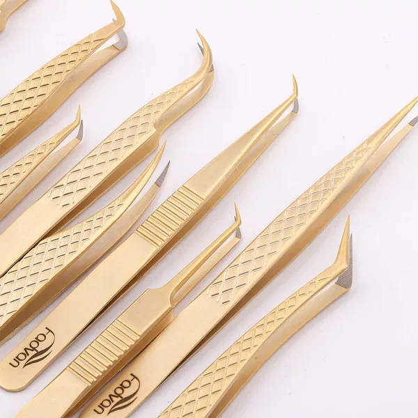 FADVAN false eyelash tweezers beauty eyelash clip gold feather gold plated Tweezer professional eyelash tweezers anti-static