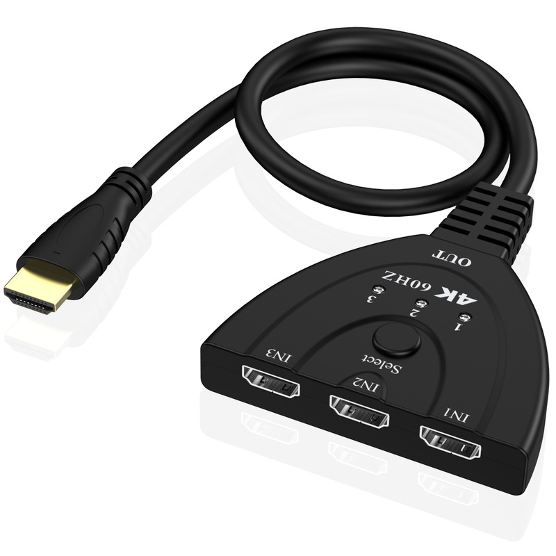 クロスボーダーHDMIスイッチ 3入力1出力 4K@60Hz HDMIピッグテール 3切替1コンバーター 有線スクリーン分割器|undefined