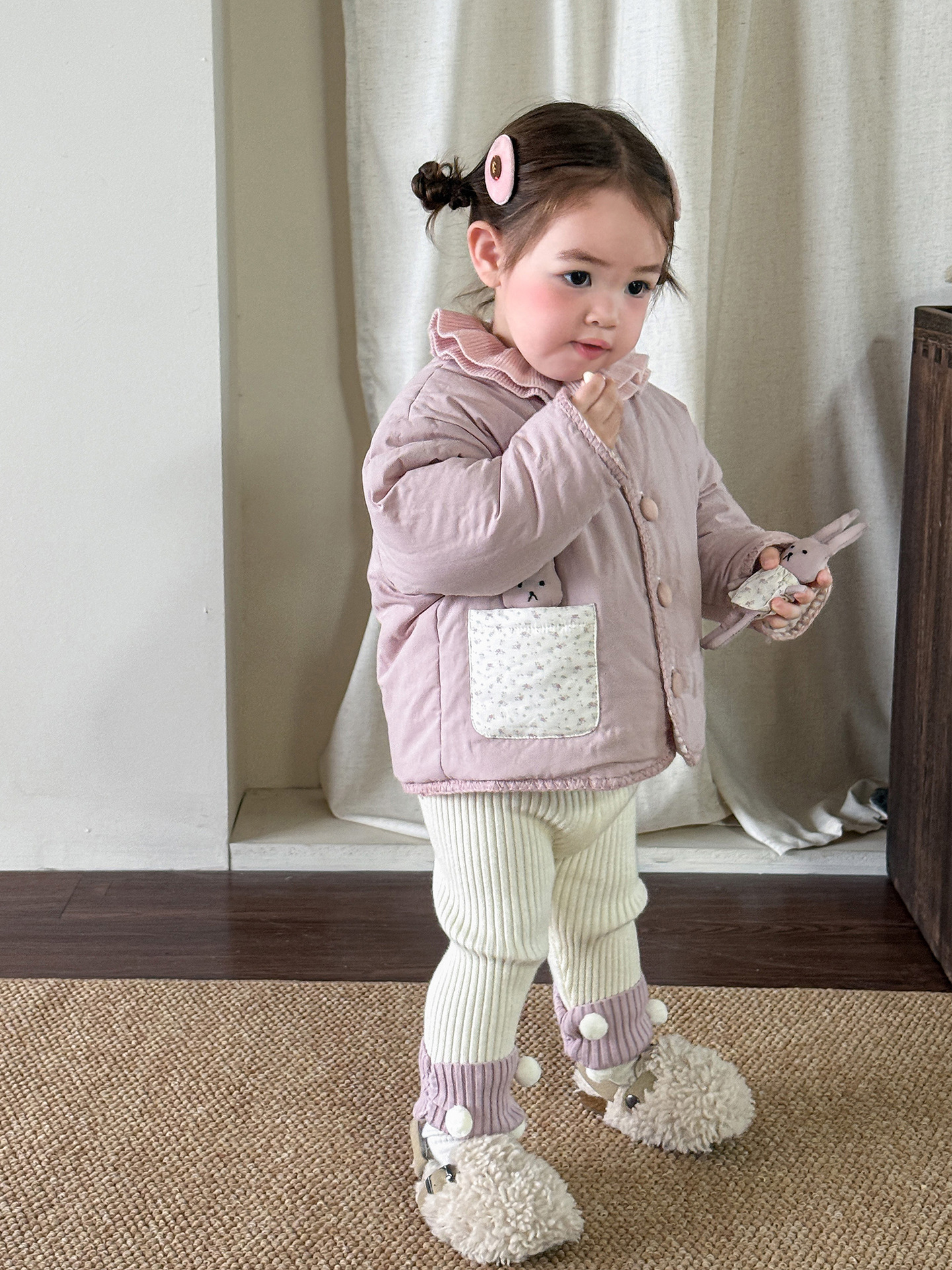 Sugar Pear ropa infantil ropa de algodón de niñas ropa de invierno 2025 nuevo estilo de aire extranjero engrosado doble cara ropa de algodón infantil chaqueta de bebé