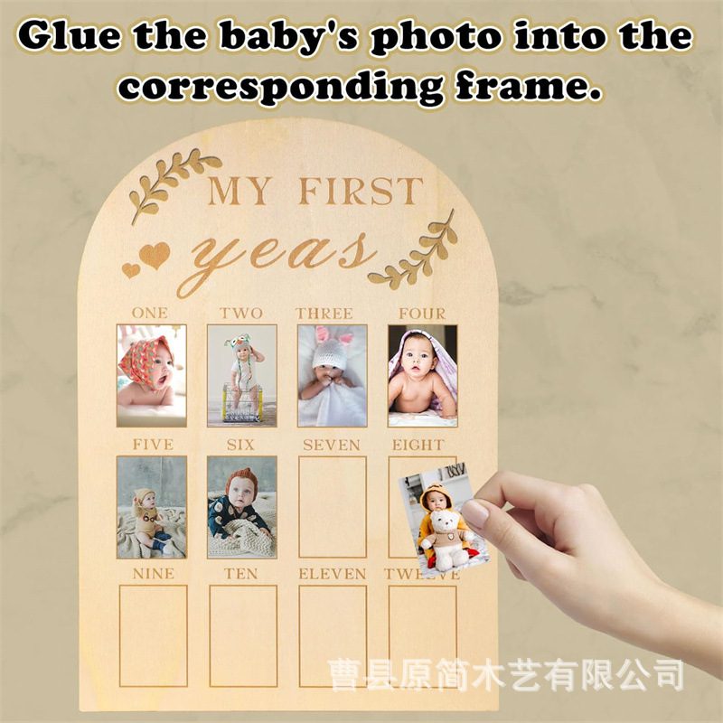 Wooden Photo Frame Home Hanging Wall-mounted Baby Memorial Photo Frame Baby Photo Wall Tag Solid Wood Decorative Frame
