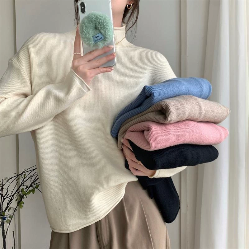 Свитер демисезонный с длинным рукавом, slim fit, западный стиль, облегающий