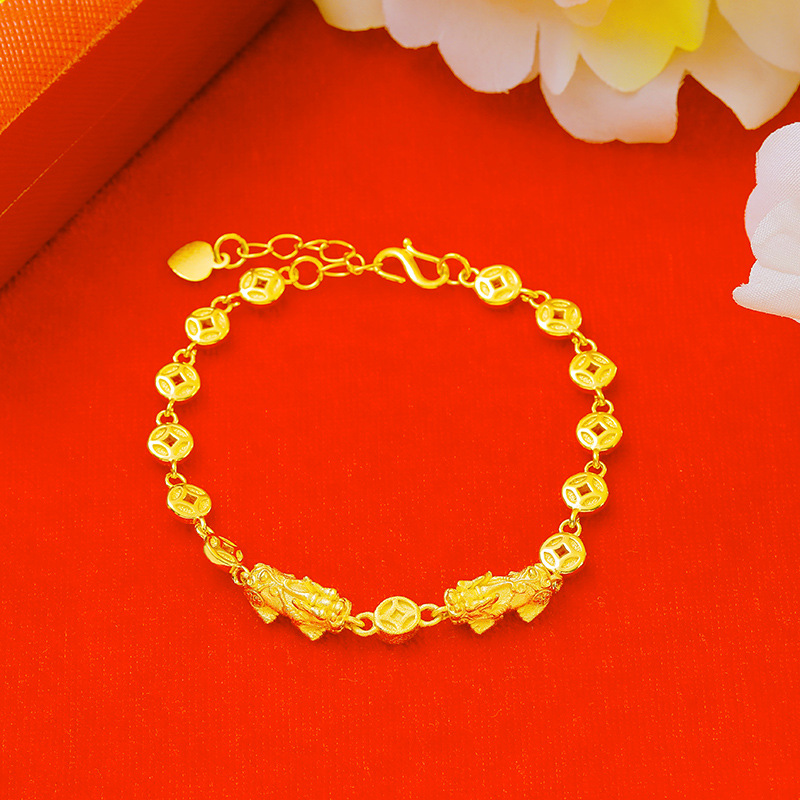 Nuevo Vietnam oro doble Buda cuentas pulsera oro joyería moda red estilo personalizado fábrica al por mayor