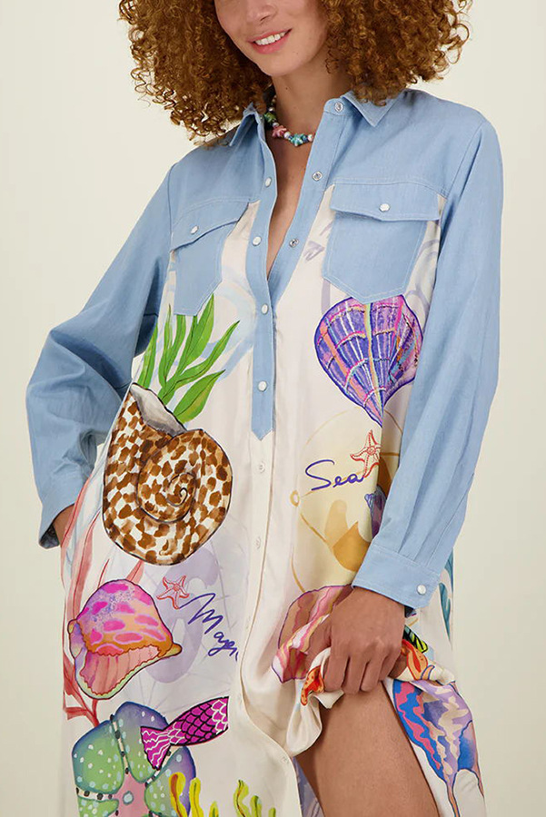 Wholesale Women's Vacation Streetwear Color Block Shell Long Sleeve Blouses display picture 4