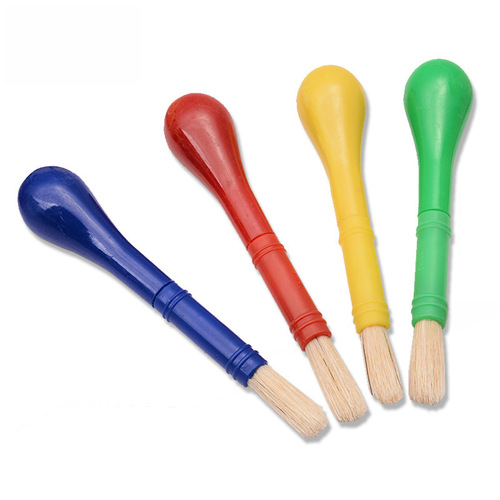 Factory wholesale 4 candy-colored single paintbrushes for children's early education art painting tools plastic boar hair DIY paintbrushes