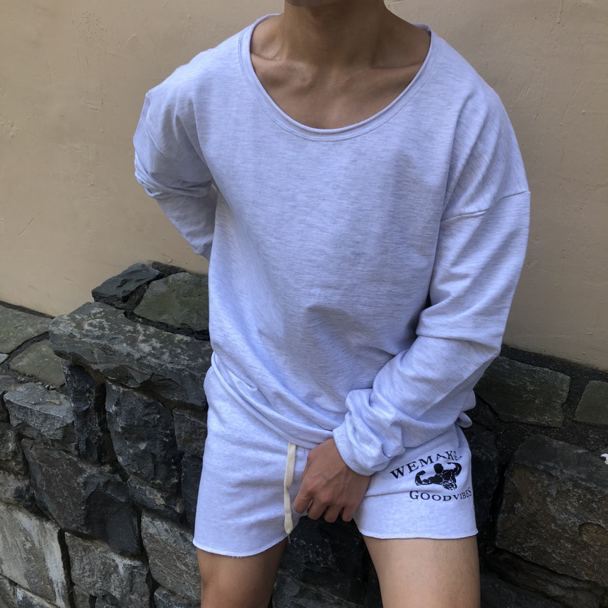 Men's Long Sleeved Sportswear Trendy Brand Muscular Fit Loose Fit Basketball Training Top Solid Color Sports Hoodie_viptrois.com