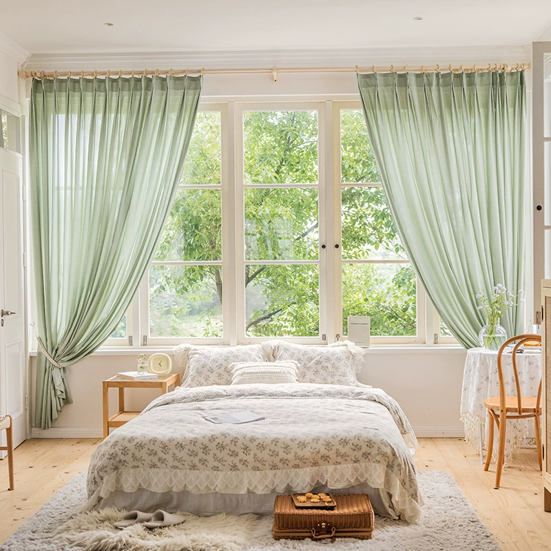 Japanese fresh colored green curtain, cloth, simple and elegant design