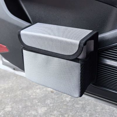 Car Trash Can Car Storage Car storage bag/box - waterproof-with-cover-silver-gray
