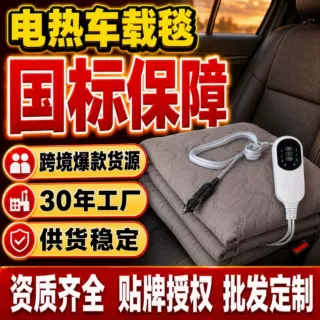 跨境汽车载电热毯12V/24V通用点烟器插头连接双人双控车用电褥子