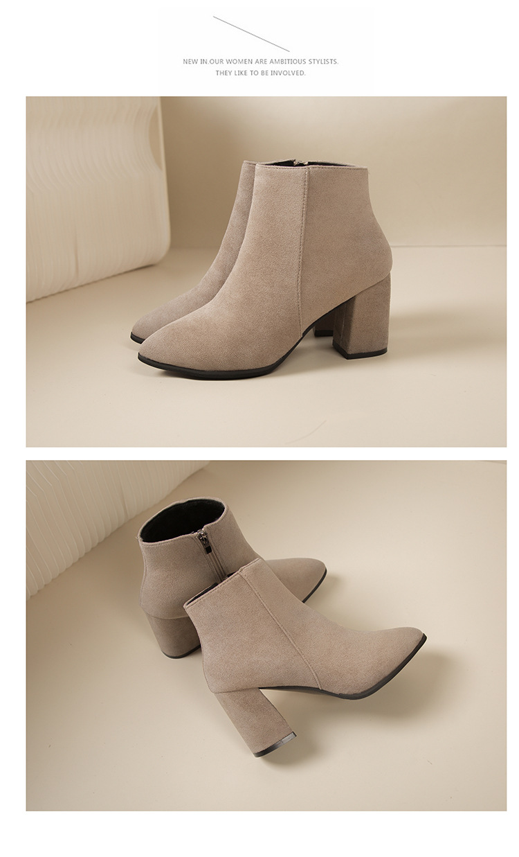 Damen Stiefeletten Mit Absatz Aus Wildleder Für Den Winter_voghion.com