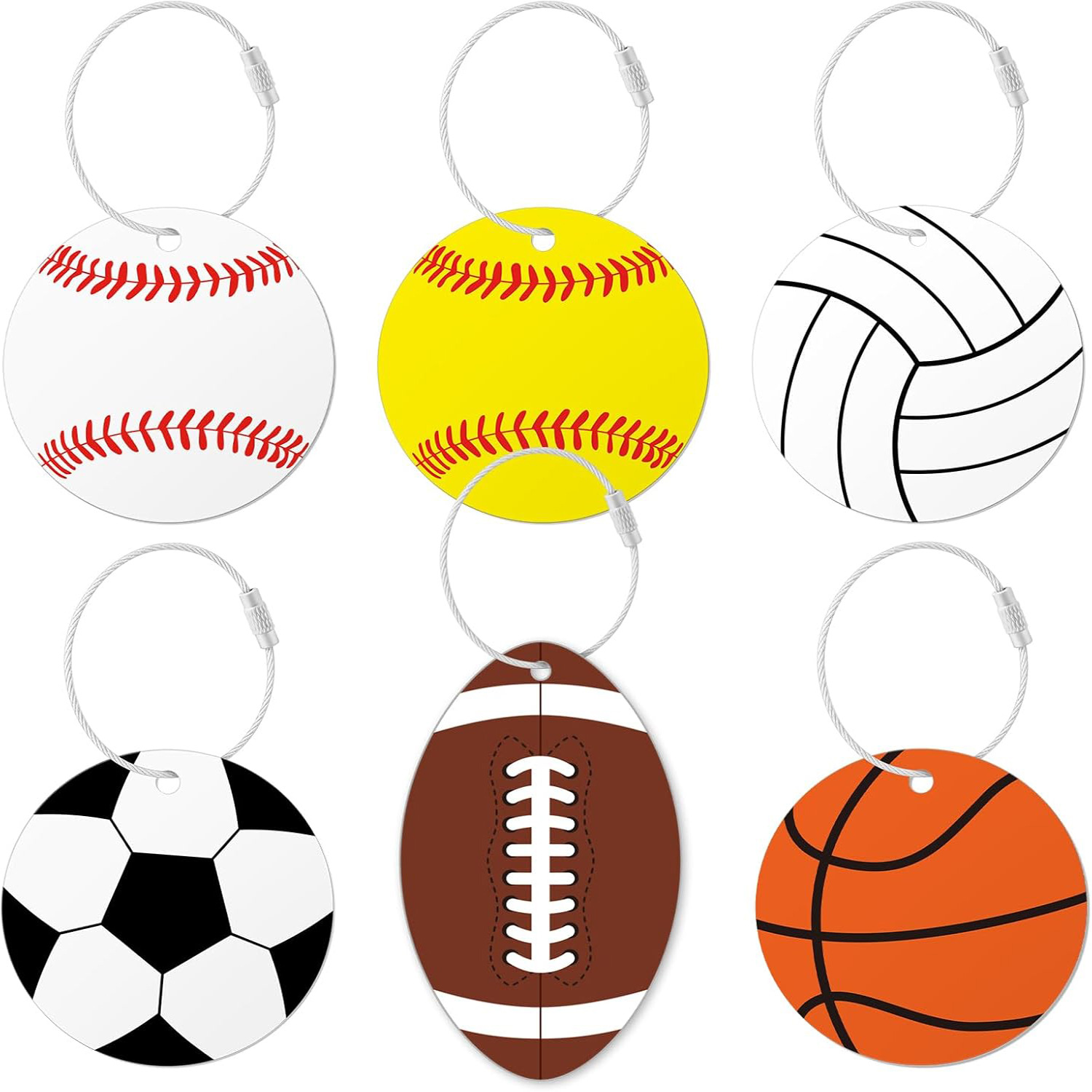 Cross-Border Pvc Basketball Football Baseball Suitcase Backpack Decorative Label DIY with Metal Ring Luggage Tags